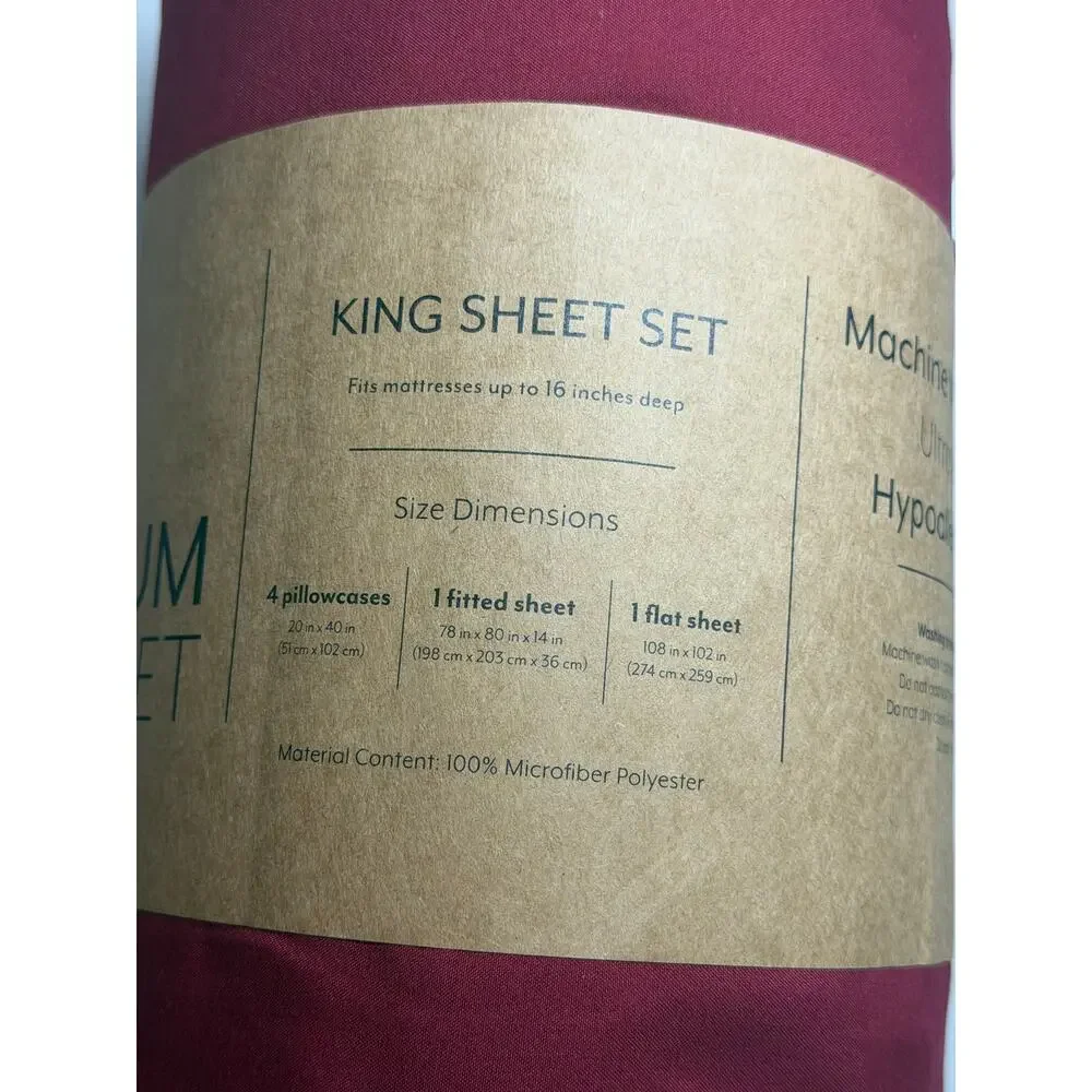 NEW! Casual Comfort iEnjoy King 6PC Premium Sheet Set Burgundy